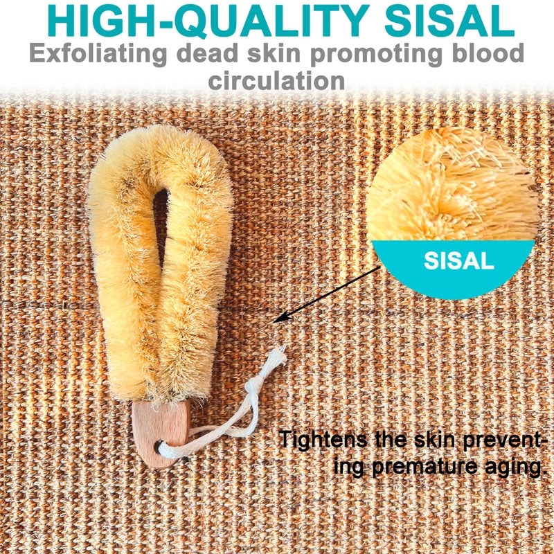 Mr.Cui'Shop 2Pack Quality Sisal All Natural Spa Foot Brush With Wooden Handle - Dry Or Wet Use - 7.3 Inch Length - Exfoliates, Improves Blood Circulation, Cellulite Reduction - Image 4